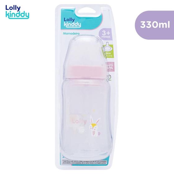 Imagem de Mamadeira Lolly Big Zoo Silicone Redondo Rosa Sortida 330ml