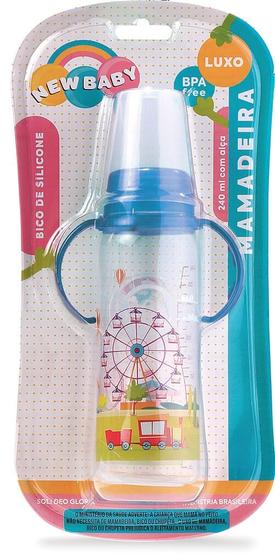 Imagem de Mamadeira luxo com alça - 240ml - bico assimetrico  1216 - new baby 