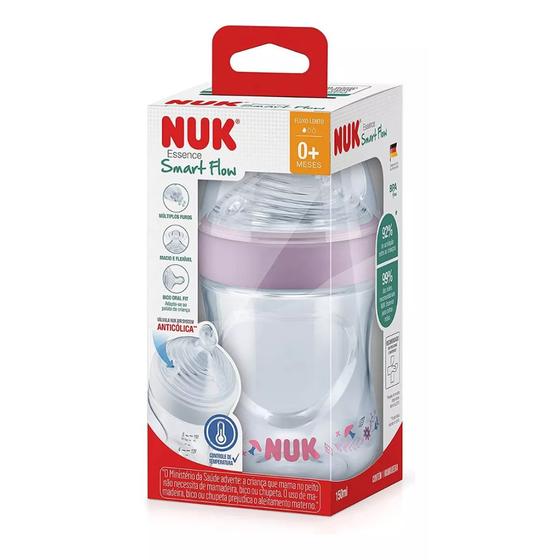 Imagem de Mamadeira Nuk Essence Smart Flow 150ml 0-6 Meses Rosa