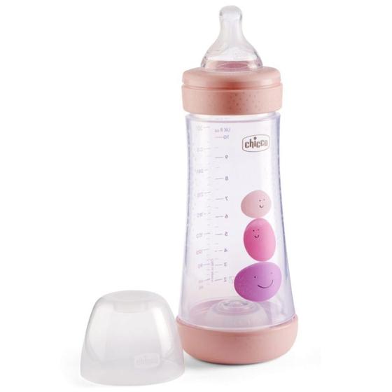 Imagem de Mamadeira Perfect 5 Rosa 330ml Fluxo Rápido (+4M) - Chicco