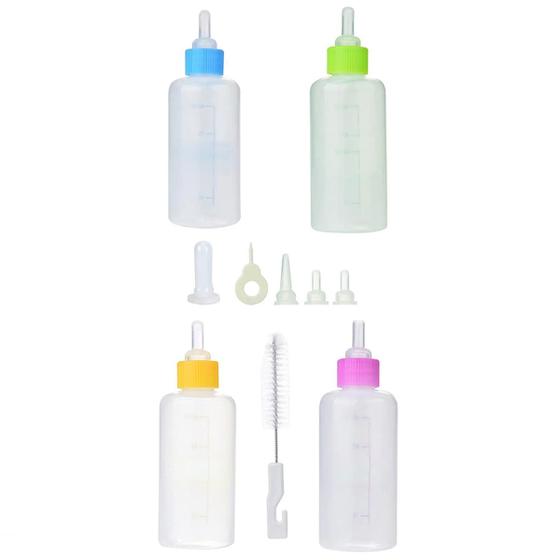 Imagem de Mamadeira Pet Cao Gato Filhote 60ml Kit 4 Unidades Cor Sortida Cachorro Animal de Estimaçao Amamentaçao Higienico Seguro