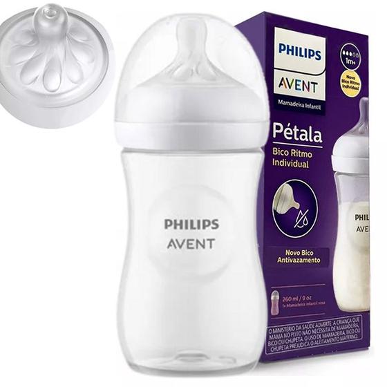 Imagem de Mamadeira Pétala 3.0 260ml Com Bico Nº3 Transparente Philips Avent