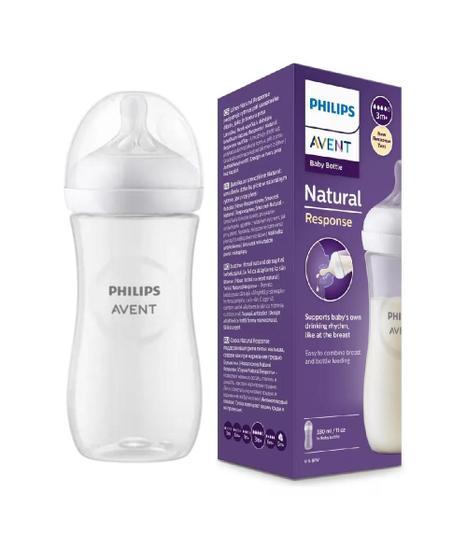 Imagem de Mamadeira Petala 330ml Transparente Com Bico N4 3m Scy906-01 Philips Avent