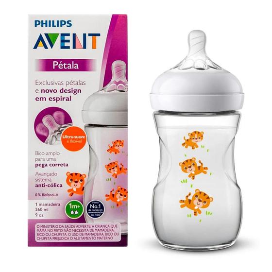 Mamadeira Pétala Avent Anticólica 260ml Tigre SCF070/20 Menor preço em Mamadeira Pétala Avent Anticólica 260ml Tigre SCF070/20