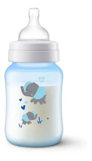 Imagem de Mamadeira Philips Avent Clássica anticólica Azul Elefante 260ml