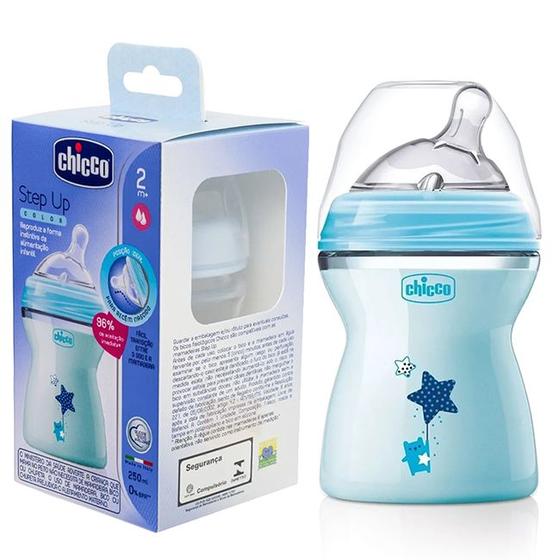 Imagem de Mamadeira Step Up Chicco 250ml Fluxo Médio Menino Menina 2m+