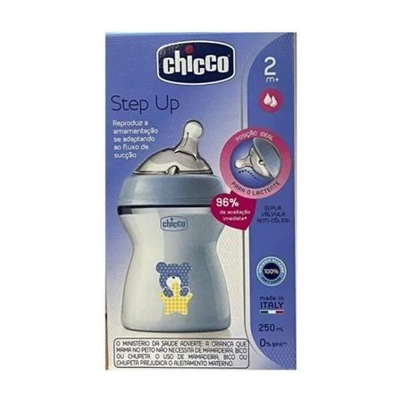 Imagem de Mamadeira Step Up Fluxo Médio Azul (2m+) 250ml - CHICCO