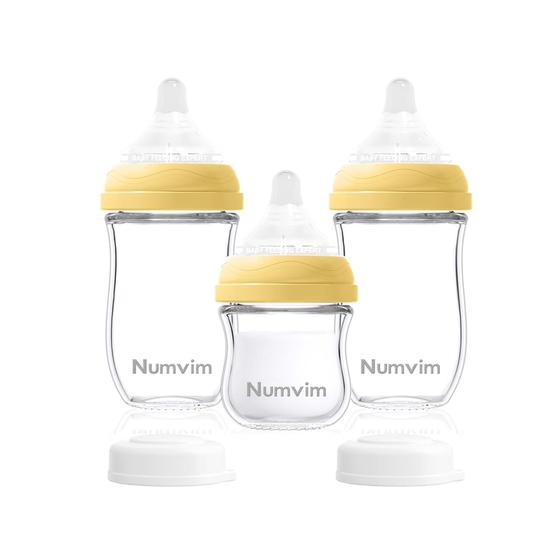 Imagem de Mamadeiras de vidro NUMVIM Gentle Slow Flow 90ml+150ml, 3 pacotes