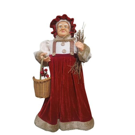 Imagem de Mamãe Noel Em Pé Vermelho E Marrom 60Cm Florarte