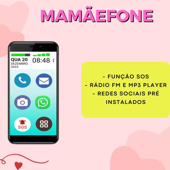 Imagem de Mamãefone 32gb 4g icones grandes botão sos faz ligação - MULTILASER