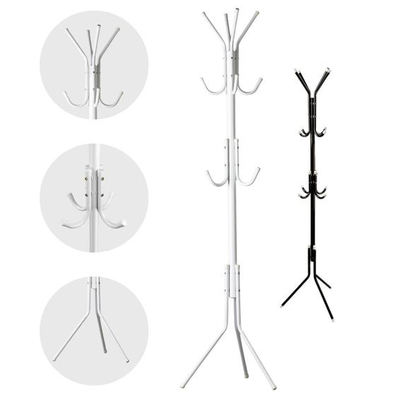 Mancebo Cabideiro De Chão Porta Roupas 12 Ganchos Bolsa Casaco Chapéu - KONTUZ