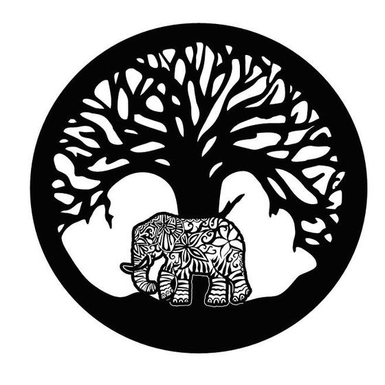 Imagem de Mandala Árvore Da Vida Preto Com Elefante da Fortuna 40cm