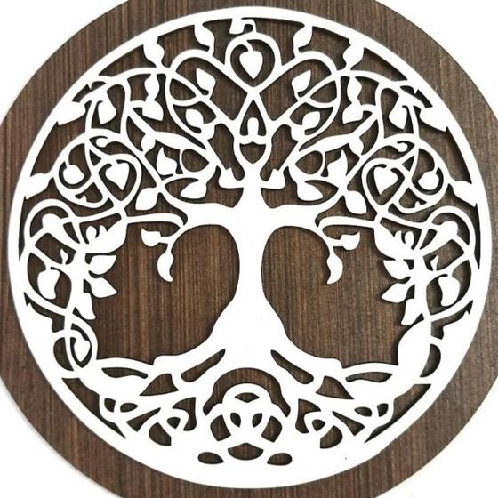 Imagem de Mandala Arvore Vida - MDF - Branco - Placa Parede - 30cm