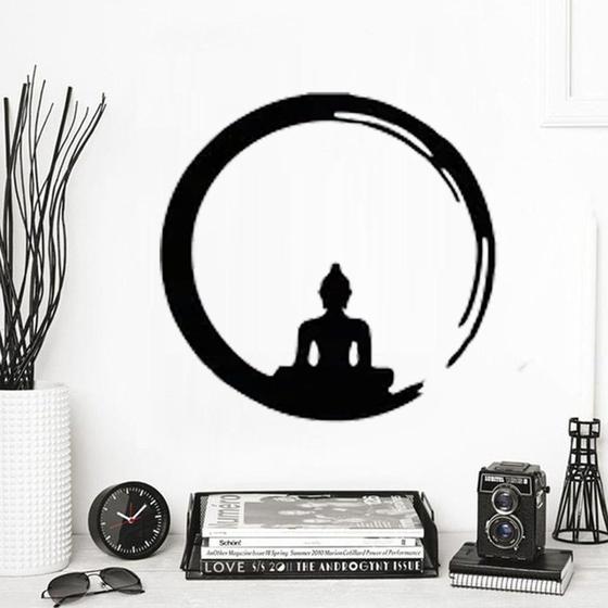 Imagem de Mandala Buda Meditando Quadro decorativo Mdf Preto Decorativo Meditação Despertar