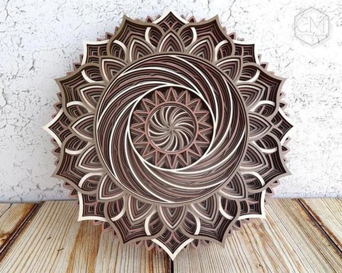 Imagem de Mandala Camadas Alto Relevo Espiral Decoração 3d 89cm