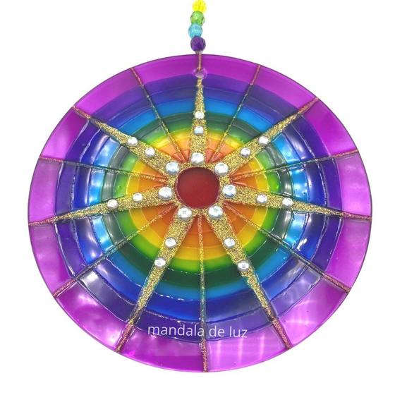 Imagem de Mandala de Vidro Colorida 7 Raios 18cm