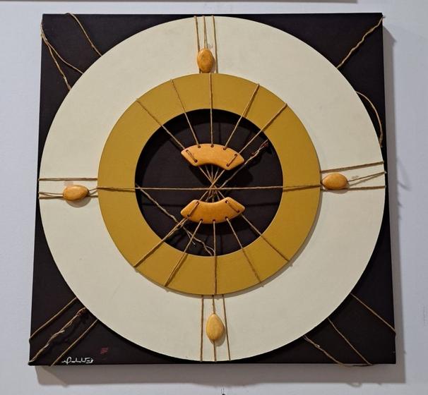Imagem de Mandala Marrom Creme e Amarelo com Fios