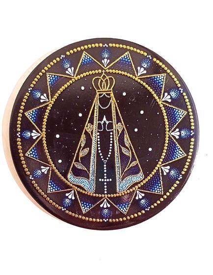 Imagem de Mandala Nossa Senhora Aparecida Porcelana Enfeite Parede Cerâmica 