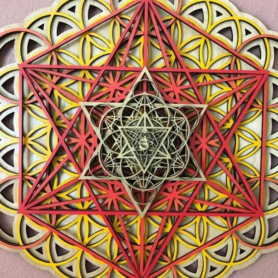 Imagem de Mandala Om, Cubo De Metatron Relevo 3d Multicamadas 89cm