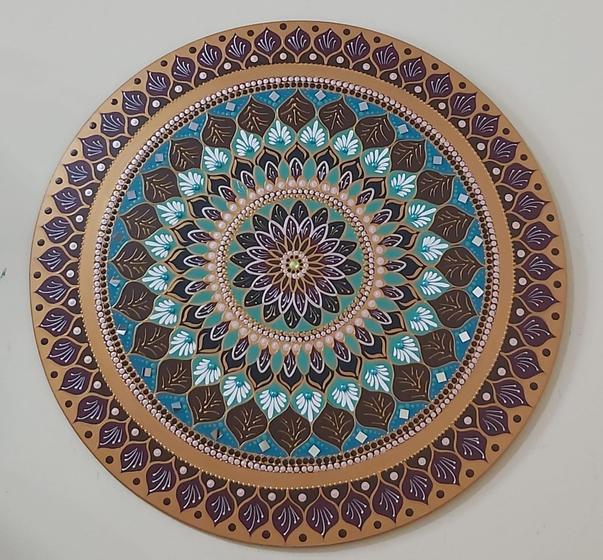 Imagem de Mandala Prosperidade 65cm pintada à mão MDF 6mm