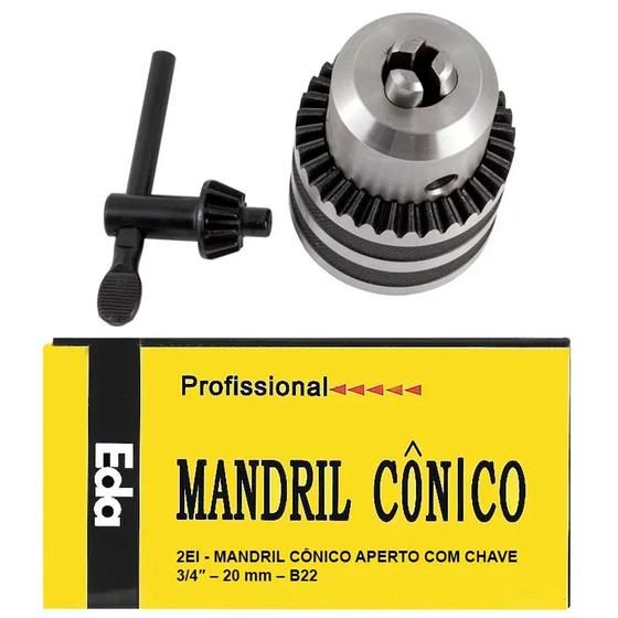 Imagem de Mandril Cônico Med. 3/4 Com Chave - Pesado 5.0 a 20mm - Encaixe B22 - 2EI