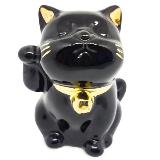 Imagem de Maneki Neko Cerâmica - Branco, Dourado ou Preto