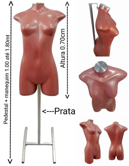 Imagem de Manequim feminino adulto (Meio corpo jó N.36) Rose com tampa e pedestal H na cor prata.