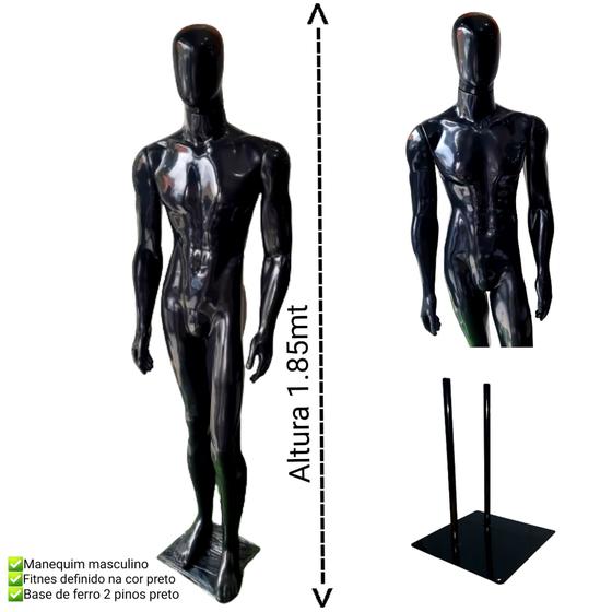 Imagem de Manequim masculino adulto fitnes definido + base de ferro na cor preto