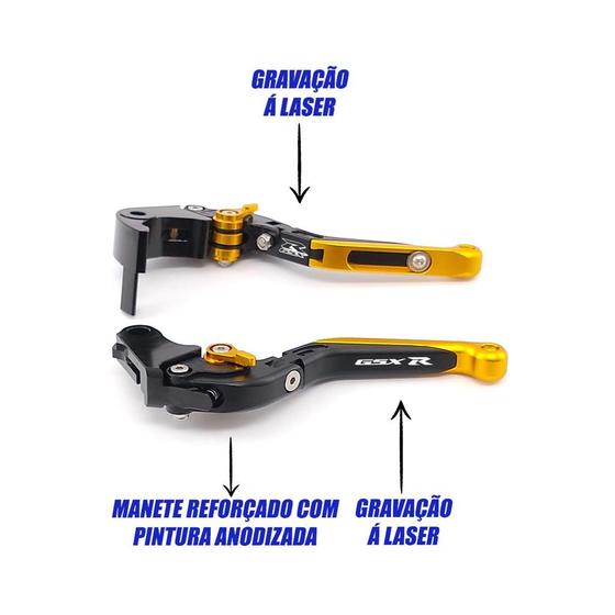 Imagem de Manete Esportivo Extensível Suzuki Gsxs 750 1000 Srad Gravado a laser