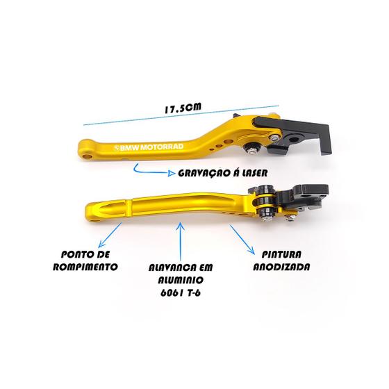 Imagem de Manete Esportivo Reforçado Longo Gravado A Laser BMW
