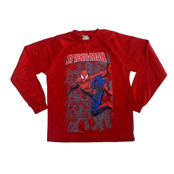 Imagem de Manga Longa Homem Aranha Spiderman Camiseta Blusa Infantil Maj1100