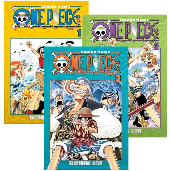 Imagem de Manga One Piece Coleção 3 Em 1, 1778 Páginas, Kit Com 3 Primeiros Volumes L A C R A D O S