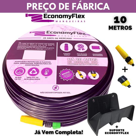 Imagem de Mangueira 10 M EconomyFlex Roxa Doméstica c/ Suporte