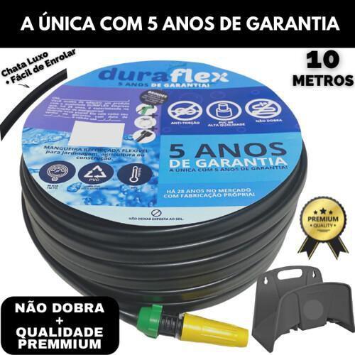 Imagem de Mangueira 10 Metros Preta Luxo Chata - Completa Com Suporte