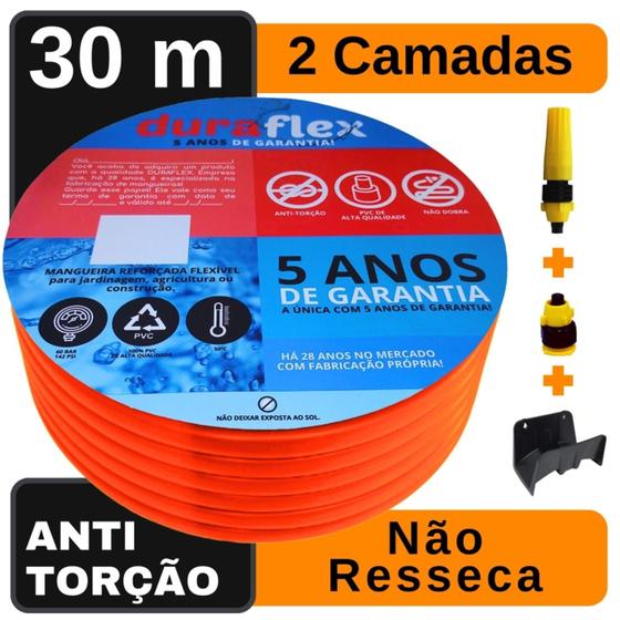 Imagem de Mangueira 30 MTS Laranja Chata + Suporte DuraFlex