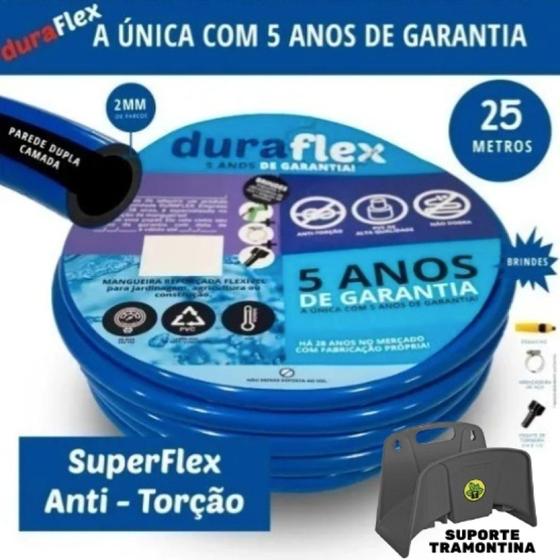 Imagem de Mangueira anti-torção Azul 25 metros + Suporte Tramontina - Duraflex