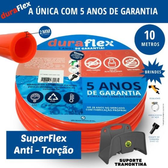 Imagem de Mangueira anti-torção Laranja 10 Metro + Suporte Tramontina - Duraflex