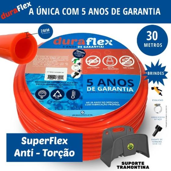 Imagem de Mangueira Anti-torção Laranja 30 Metro + Suporte Tramontina - Duraflex