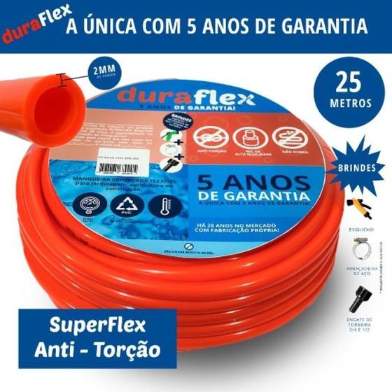 Mangueira Anti-Torção Siliconada Laranja 25 Metros Duraflex Menor preço em Mangueira Anti-Torção Siliconada Laranja 25 Metros Duraflex