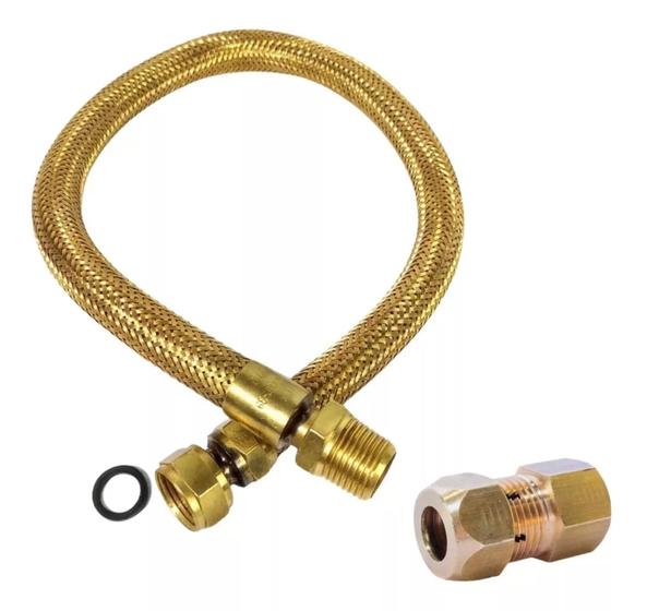 Mangueira cobre gás encanado 1,20m + adaptador para fogão, cooktop e