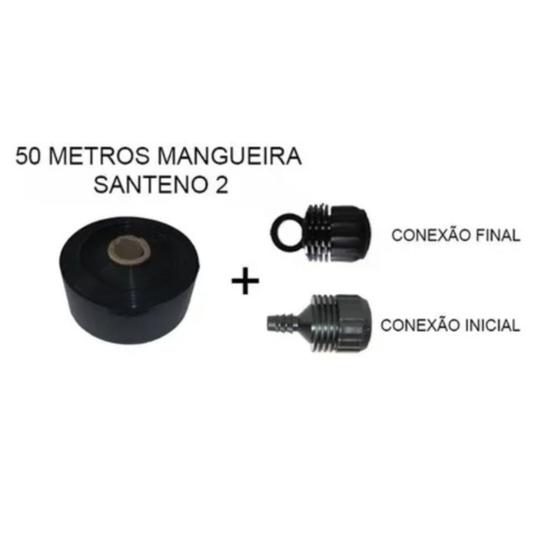 Imagem de Mangueira De Irrigação Micro Perfurada 50 Metros Santeno 2 + (2 conecçoes)