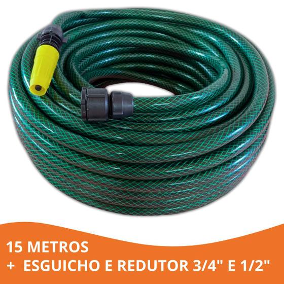 Mangueira de Jardim 15 metros Reforçada Trançado Flexível Forte Oferta ...