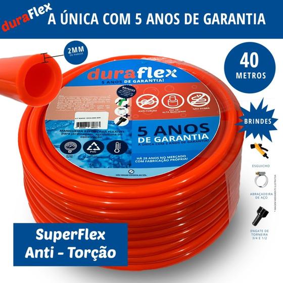 Mangueira De Jardim 40m Com Esguicho Reforçada DuraFlex Menor preço em Mangueira De Jardim 40m Com Esguicho Reforçada DuraFlex