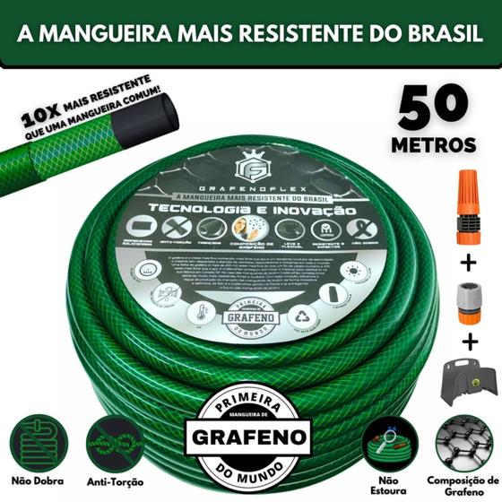 Imagem de Mangueira de Jardim 50M + Suporte - GrafenoFlex Verde