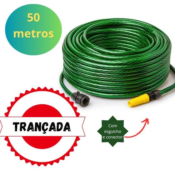 Imagem de Mangueira de Jardim 7/16x1,5 Trançada Resistente e Flexível Verde 50 metros