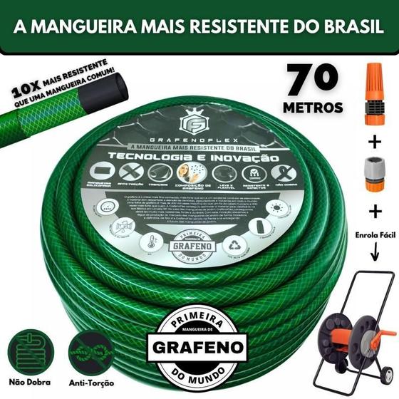 Imagem de Mangueira De Jardim 70Mts Com Carrinho Enrolador - Gf.