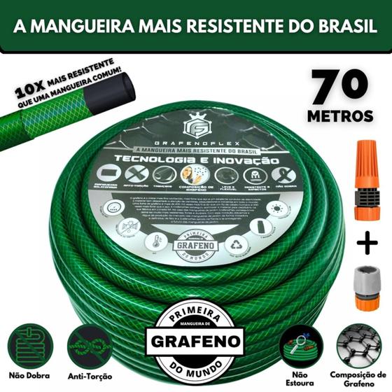 Imagem de Mangueira de Jardim Anti-Torção 70 Metros - GrafenoFlex Verde