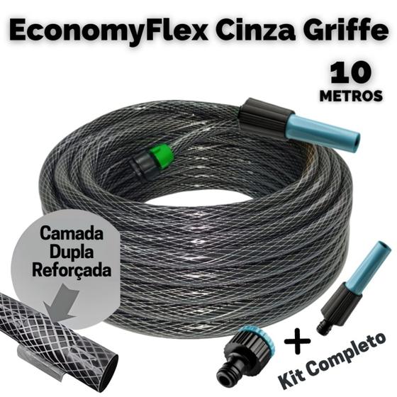 Imagem de Mangueira de jardim anti-torção EconomyFlex Cinza Griffe 10 Mts Duraflex