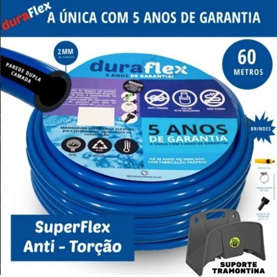 Imagem de Mangueira De Jardim Flexível 60m Anti Torção + Suporte