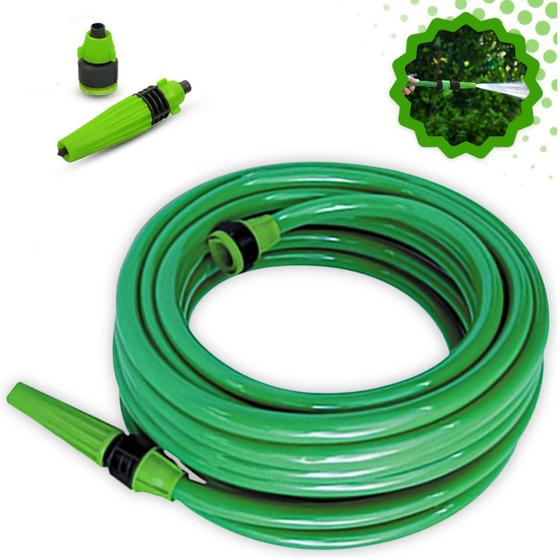 Imagem de Mangueira De Jardim Flexível Siliconada Revestida Resistente Com Engate e Esguicho Duocolor 10 Metros